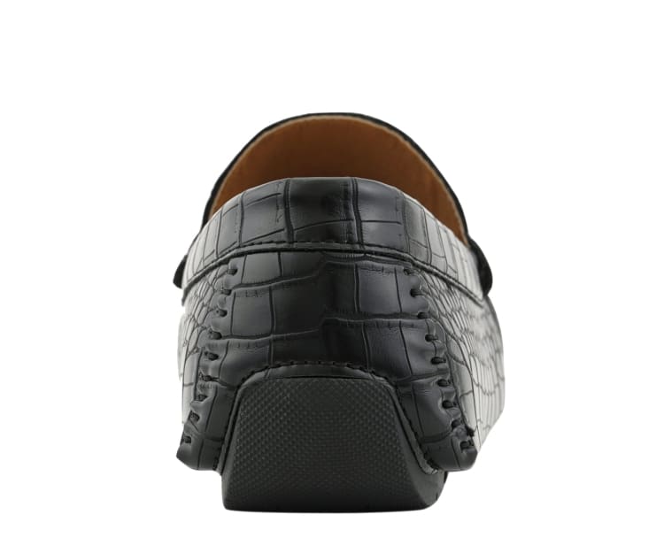 Amali Titus Crocodile Elegance Loafers Men’s Black Leather