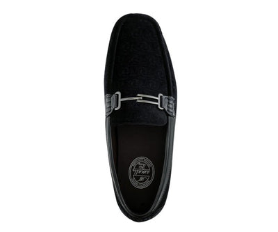 Amali Velvet Elegance Black Floral Driving Moccasins Men's Velvet