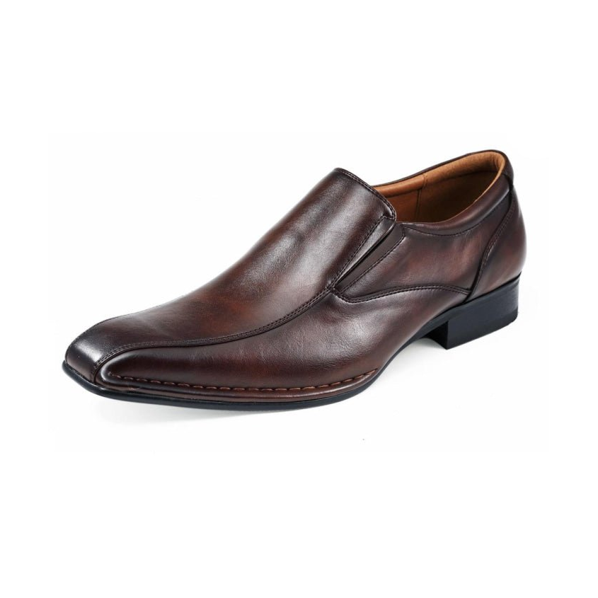 Amali Victor men's brown slip-on loafer, three-quarter view
