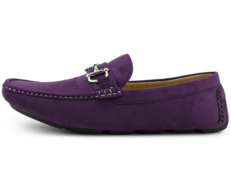 Amali Walken Purple Men’s Suede Driving Shoes