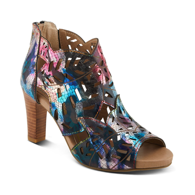 L'Artiste Amora cutout sandal in Fuchsia Multi, front three-quarter view