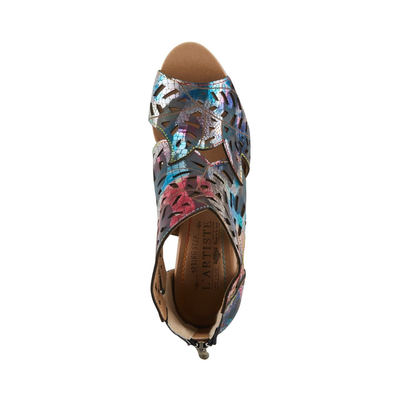 L'Artiste Amora cutout sandal in Fuchsia Multi, top view