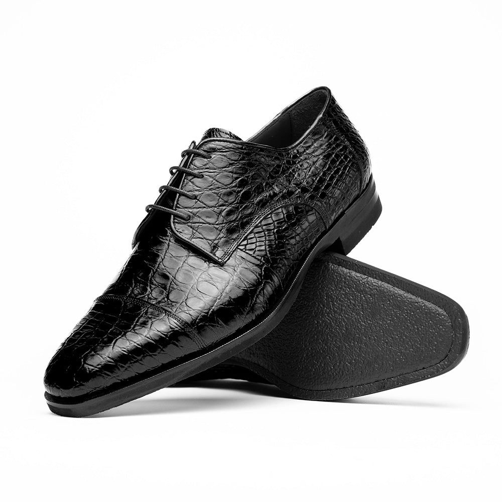 Zelli Italia Men's 21-532-BKM ANDREA Crocodile Lace Up, Black