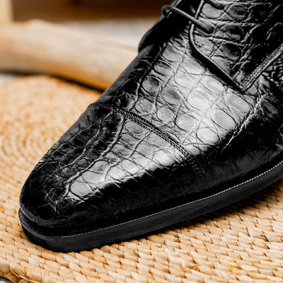Zelli Italia Men's 21-532-BKM ANDREA Crocodile Lace Up, Black