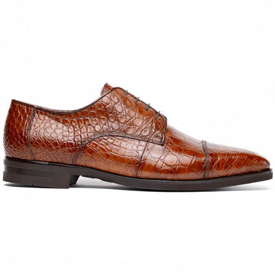 Zelli Italia Men's 21-532-CGM ANDREA Crocodile Lace Up, Cognac