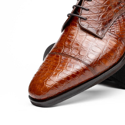 Zelli Italia Men's 21-532-CGM ANDREA Crocodile Lace Up, Cognac