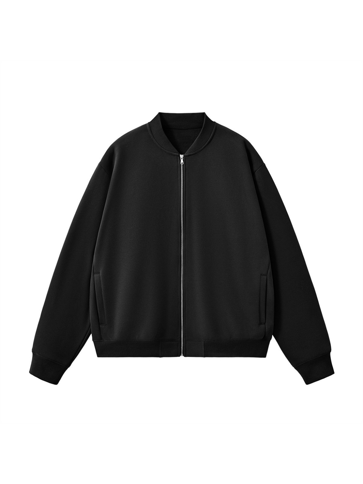 Apollo Moda  Apollo Black Fleece Zip-Up Baseball Jacket – product view 2
