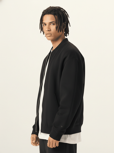 Apollo Black Fleece Zip-Up Baseball Jacket