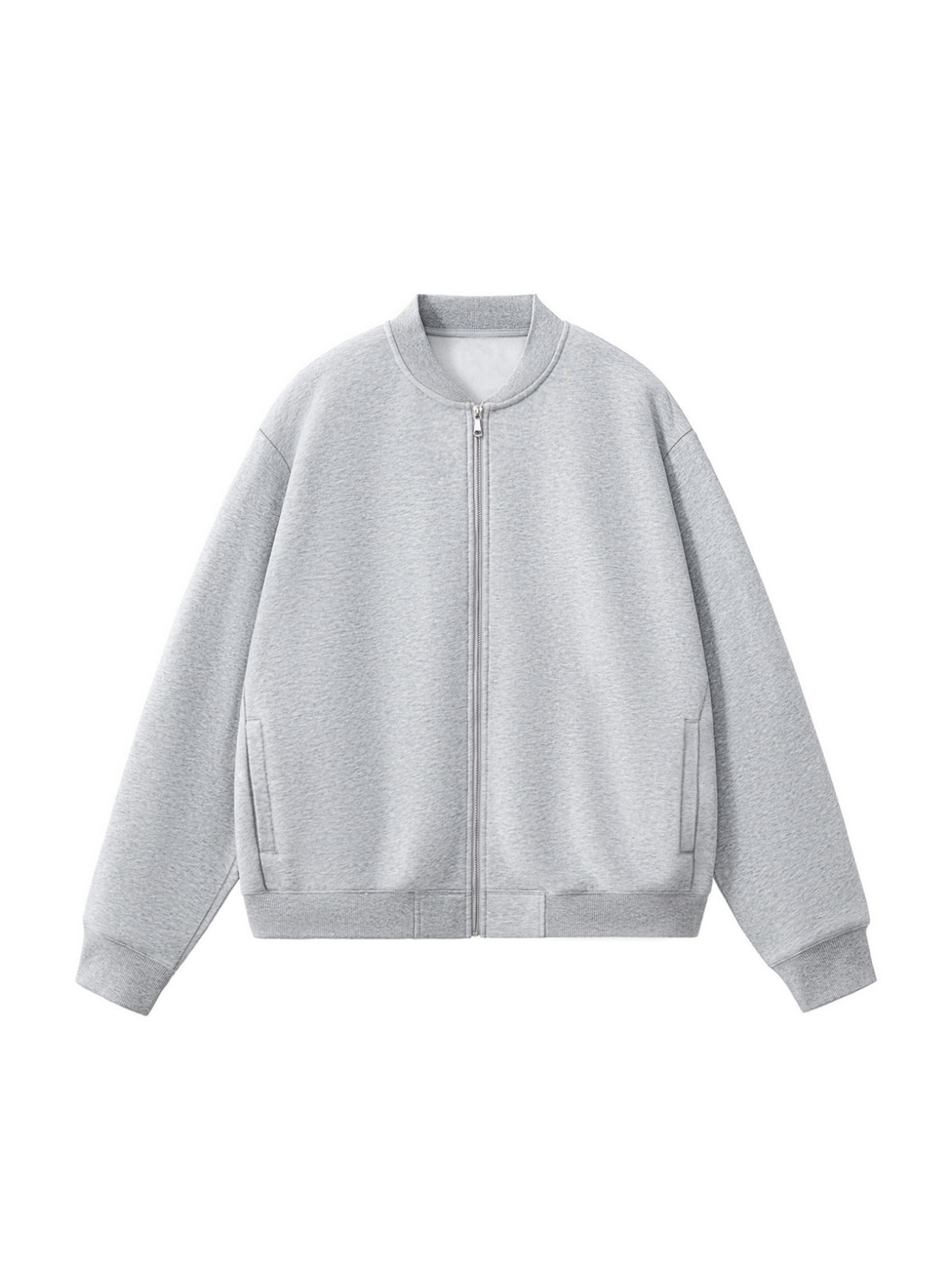 Apollo Moda  Apollo Grey Fleece Zip-Up Baseball Jacket – product view 2