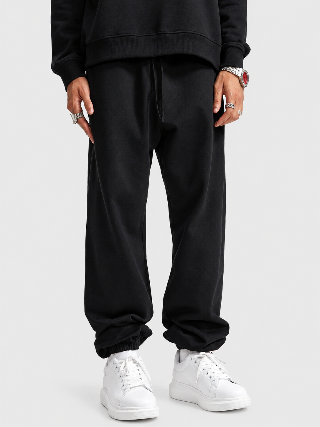 Apollo Moda  Apollo Heavyweight Cotton Black Sweatpants – main view