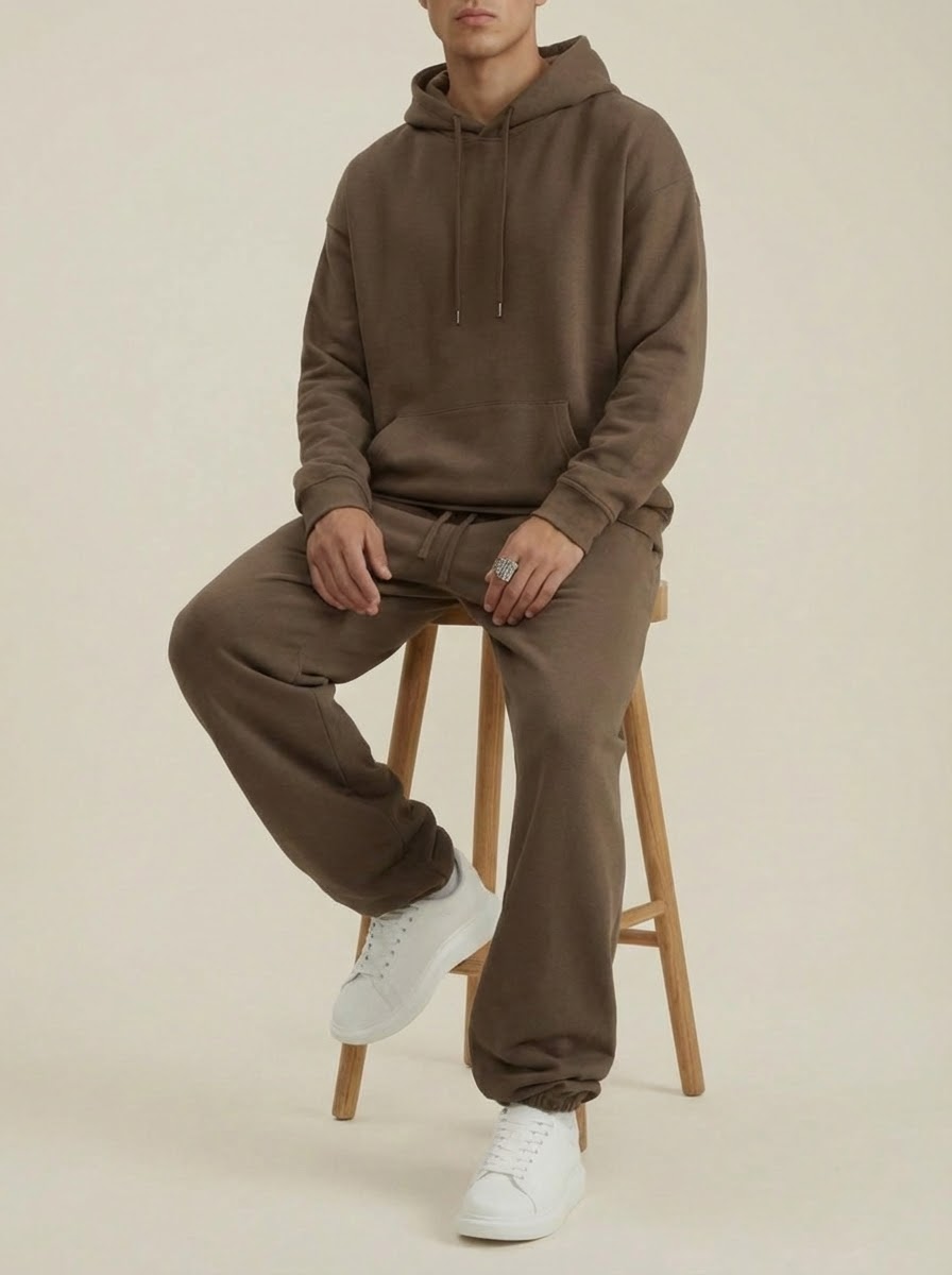 Apollo Moda  Apollo Heavyweight Cotton Brown Sweatpants – product view 2