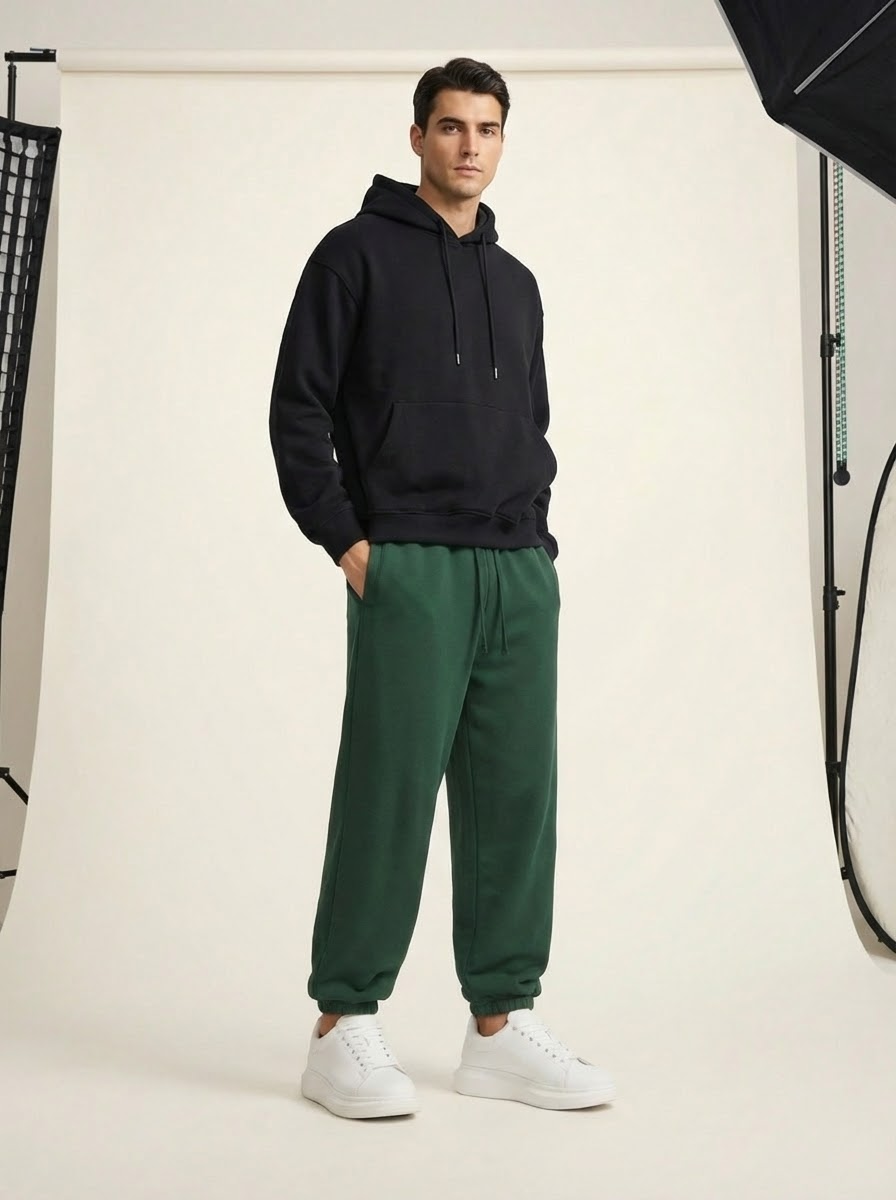 Apollo Moda  Apollo Heavyweight Cotton Green Sweatpants – product view 2