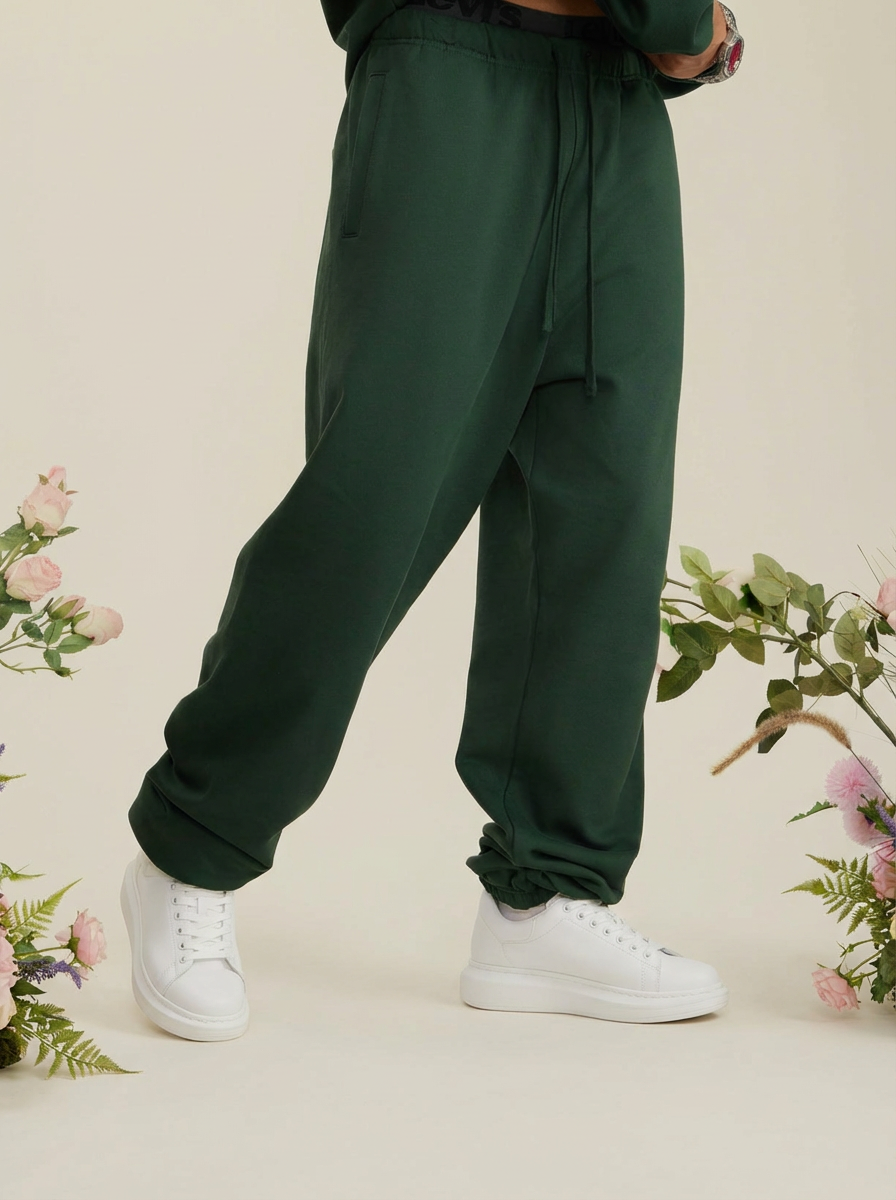 Apollo Moda  Apollo Heavyweight Cotton Green Sweatpants – product view 3