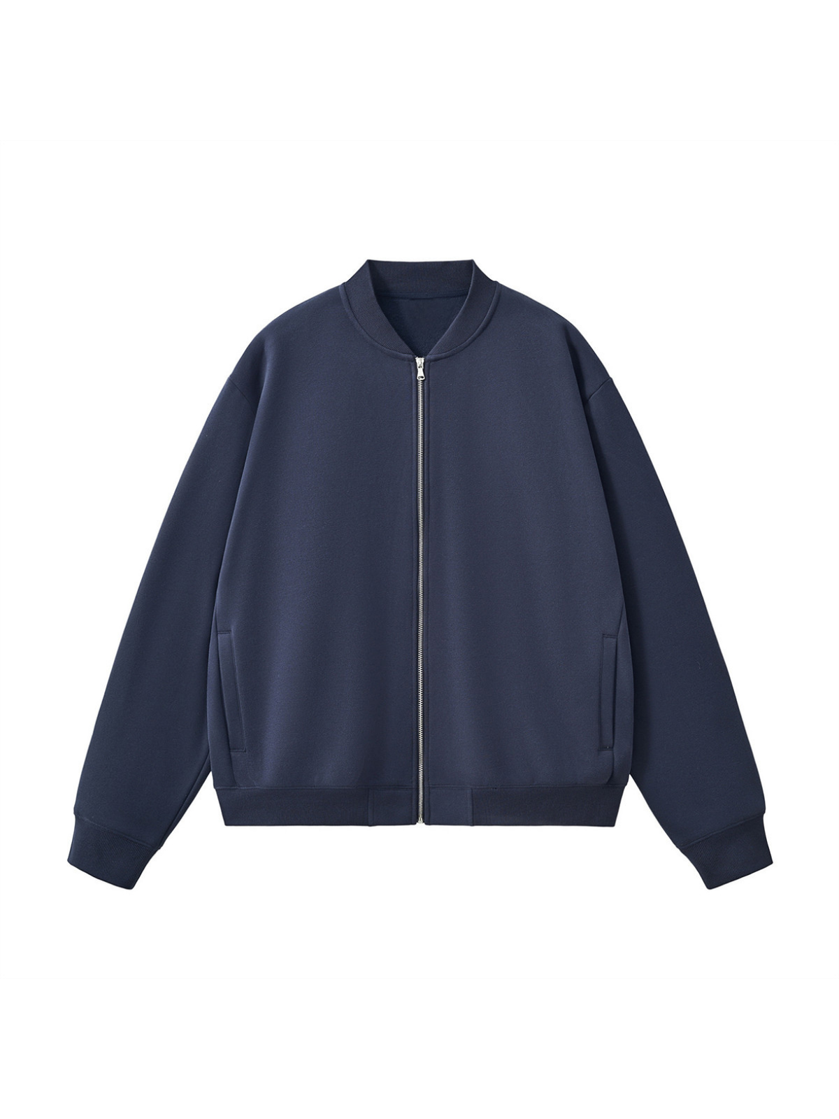 Apollo Moda  Apollo Navy Fleece Zip-Up Baseball Jacket – product view 2