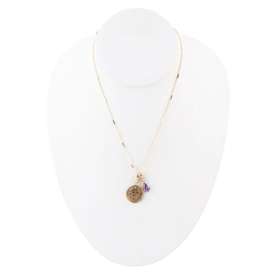 Aquarius - Zodiac Purple Amethyst Golden Charm Necklace