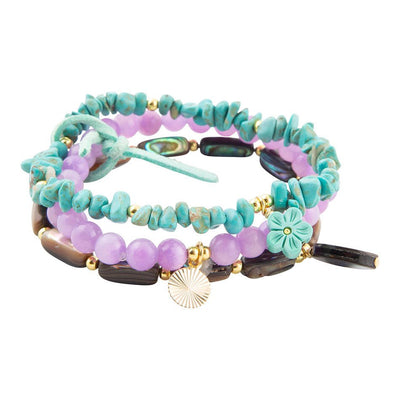Aruba Blue and Purple Stretch Bracelet Set