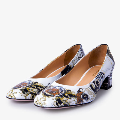 Vinci Leather The Perugia White Leather Lower Heel Pump Women Shoe – product view 2