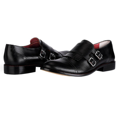 Auburn Leather Oxford Style Monk Straps