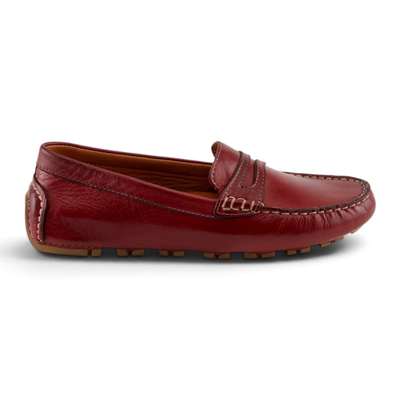 Spring Step Audette women's Dark Red leather penny loafer, right-facing side profile