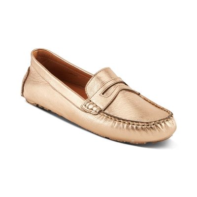 Spring Step Audette penny loafer in Rose Gold, front three-quarter view