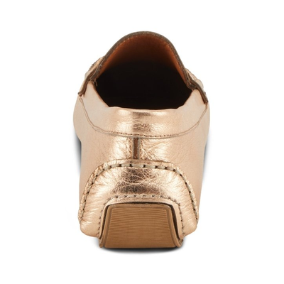 Spring Step Audette penny loafer in Rose Gold, rear heel view