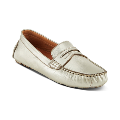 Spring Step Audette penny loafer in Silver, front three-quarter view