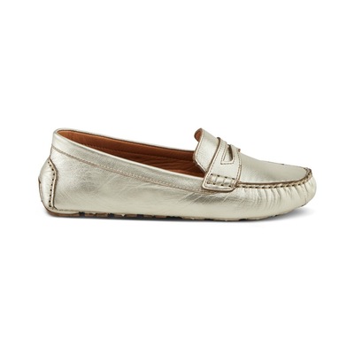Spring Step Audette penny loafer in Silver, right-facing side profile