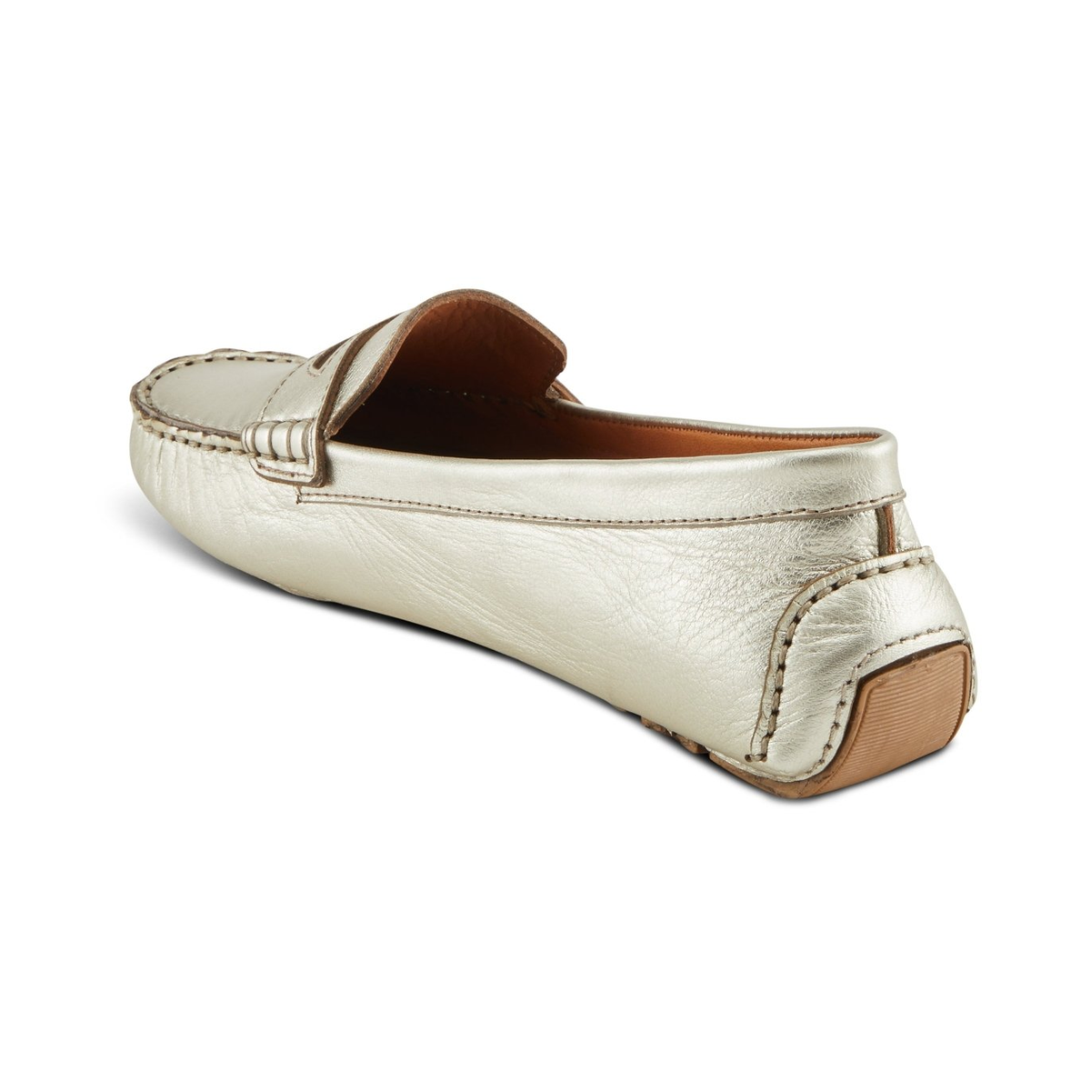 Spring Step Audette penny loafer in Silver, rear three-quarter view