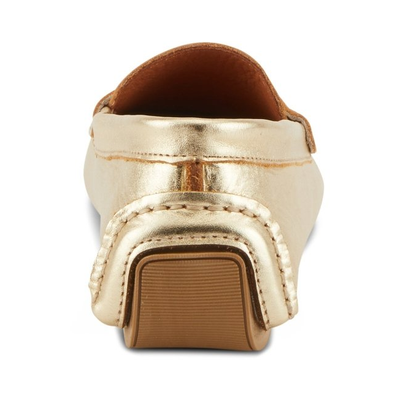 Spring Step Audette penny loafer in Soft Gold, rear heel view