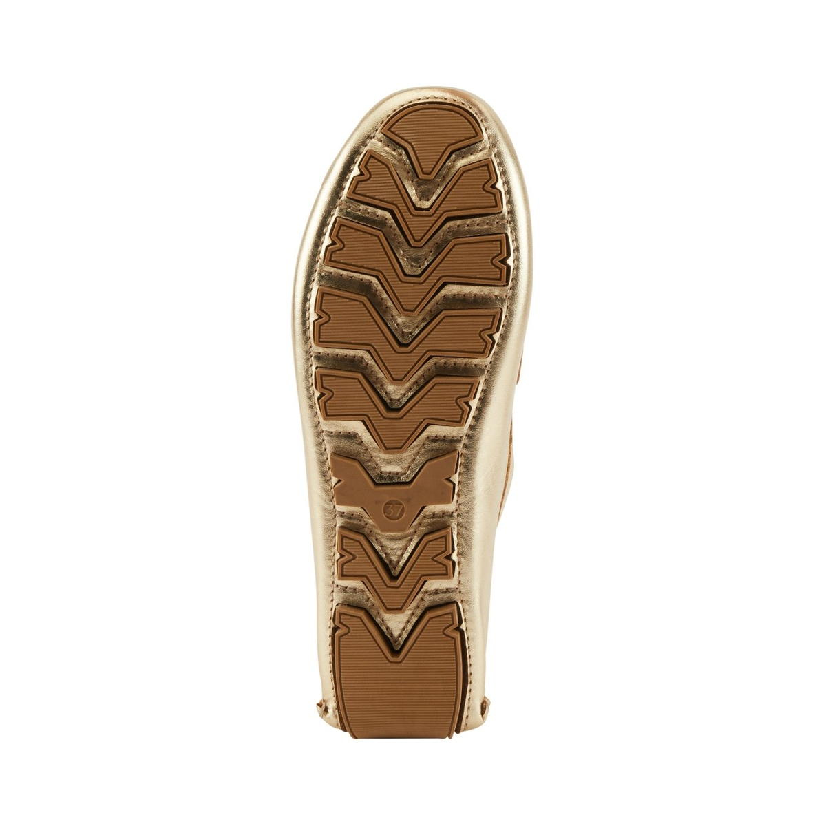 Spring Step Audette penny loafer in Soft Gold, bottom view of outsole