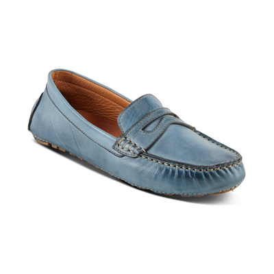 Spring Step Audette penny loafer in Blue, front three-quarter view
