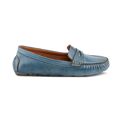 Spring Step Audette penny loafer in Blue, right-facing side profile