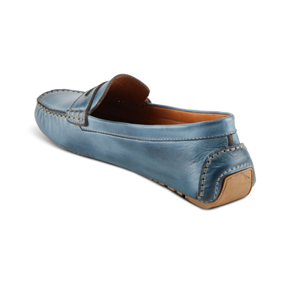 Spring Step Audette penny loafer in Blue, rear three-quarter view