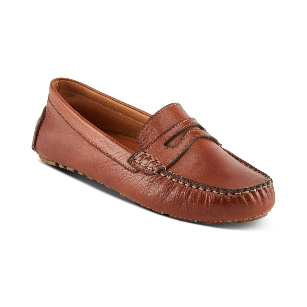 Spring Step Audette penny loafer in Brown, front three-quarter view