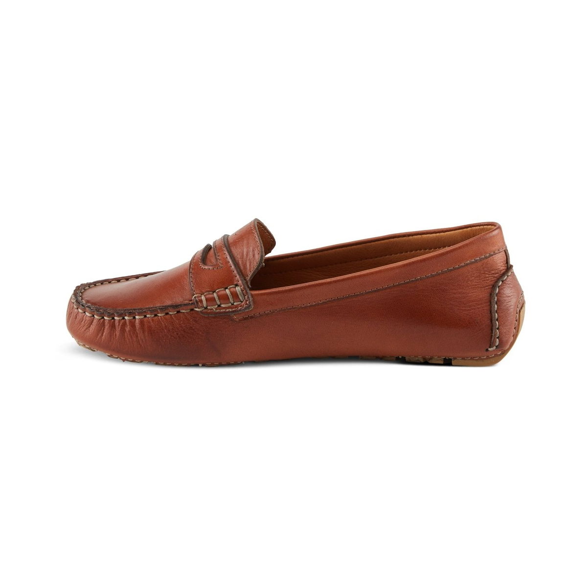 Spring Step Audette penny loafer in Brown, left-facing side profile