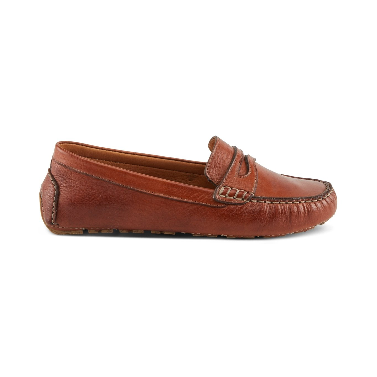 Spring Step Audette penny loafer in Brown, right-facing side profile