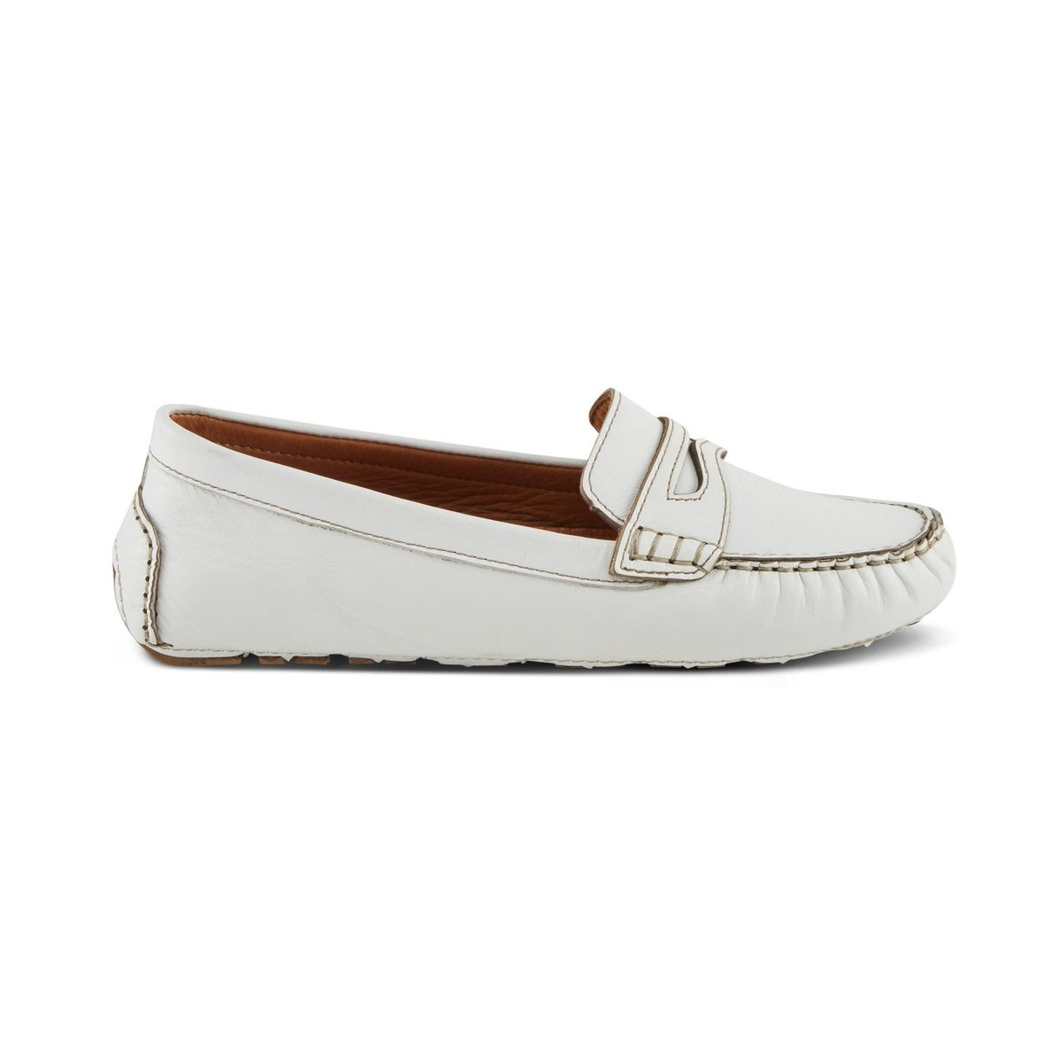 Spring Step Audette penny loafer in White, right-facing side profile