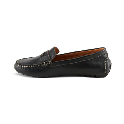 Spring Step Audette penny loafer in Black, left-facing side profile