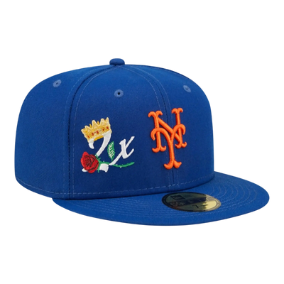 New Era Crown Champs WS 59Fifty New York Mets Men Fitted Hat Royal