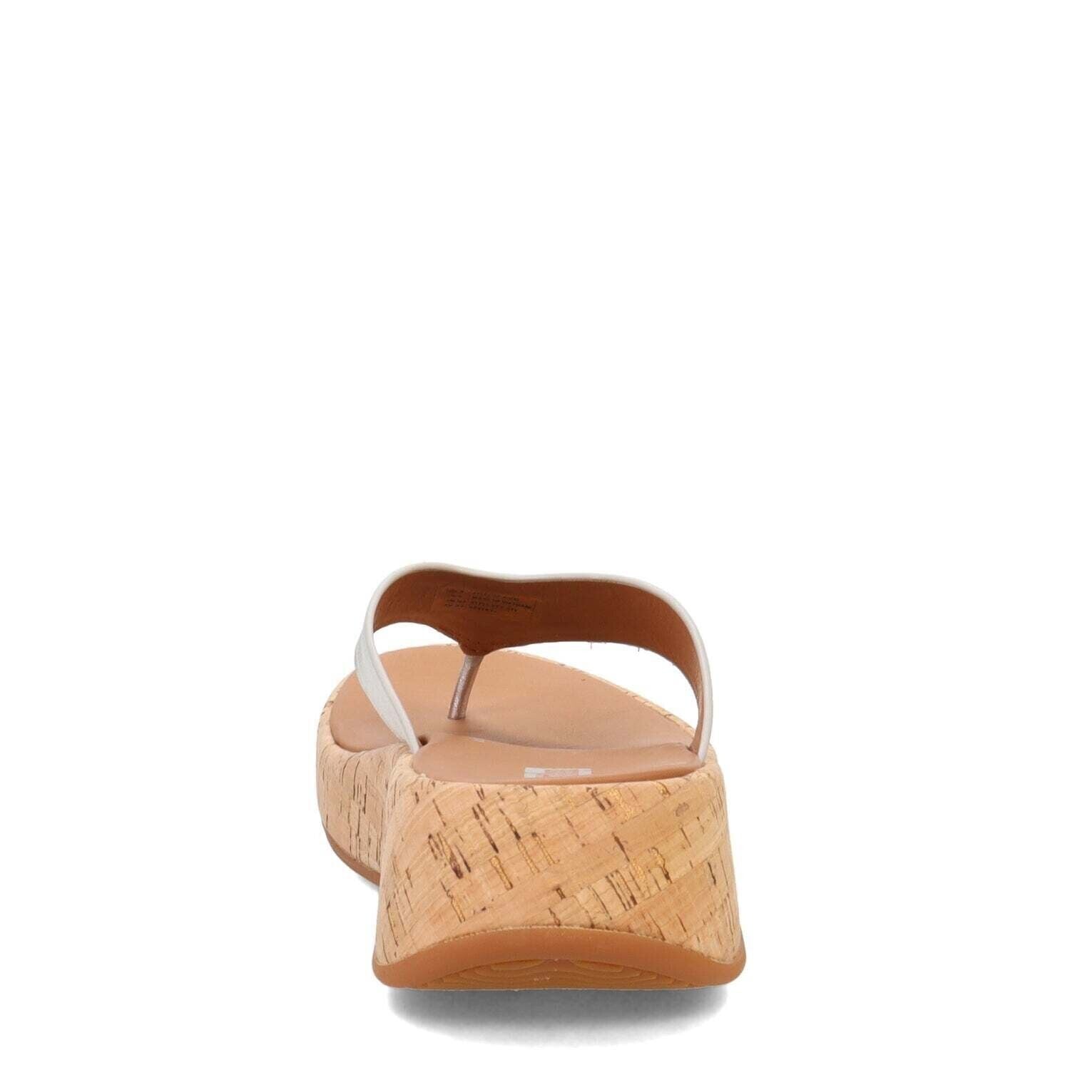 FitFlop F Mode Cork Flatform Toe Post Women's Slides — Silver Leather