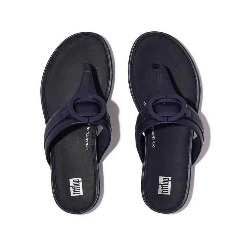 FitFlop Gracie Thong Circlet Toe Post Women's Sandals — Navy Leather