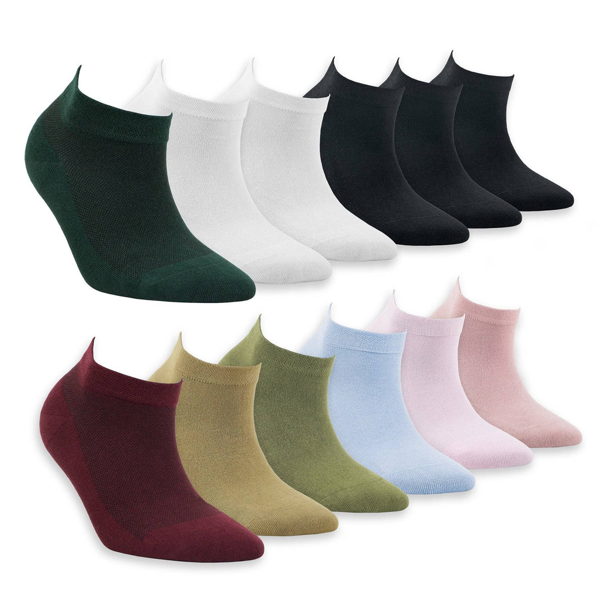Women’s Bamboo Ankle Socks 12-Pack, Deep Tones