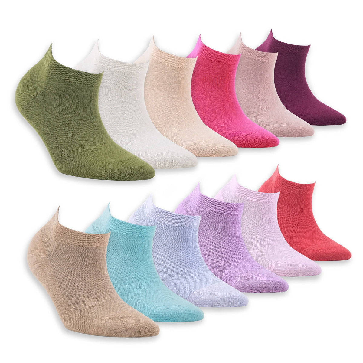 Women’s Bamboo Ankle Socks 12-Pack, Garden Mix