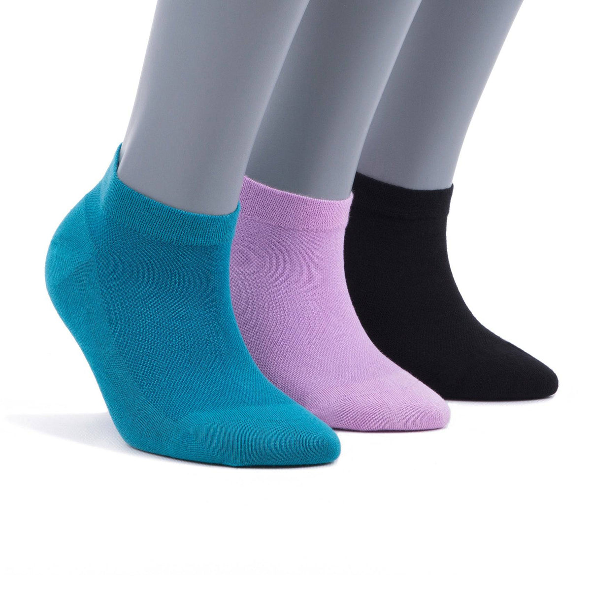 Women’s Bamboo Ankle Socks 3-Pack, Teal, Lilac & Black