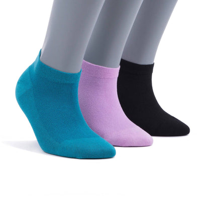 Women’s Bamboo Ankle Socks 3-Pack, Teal, Lilac & Black