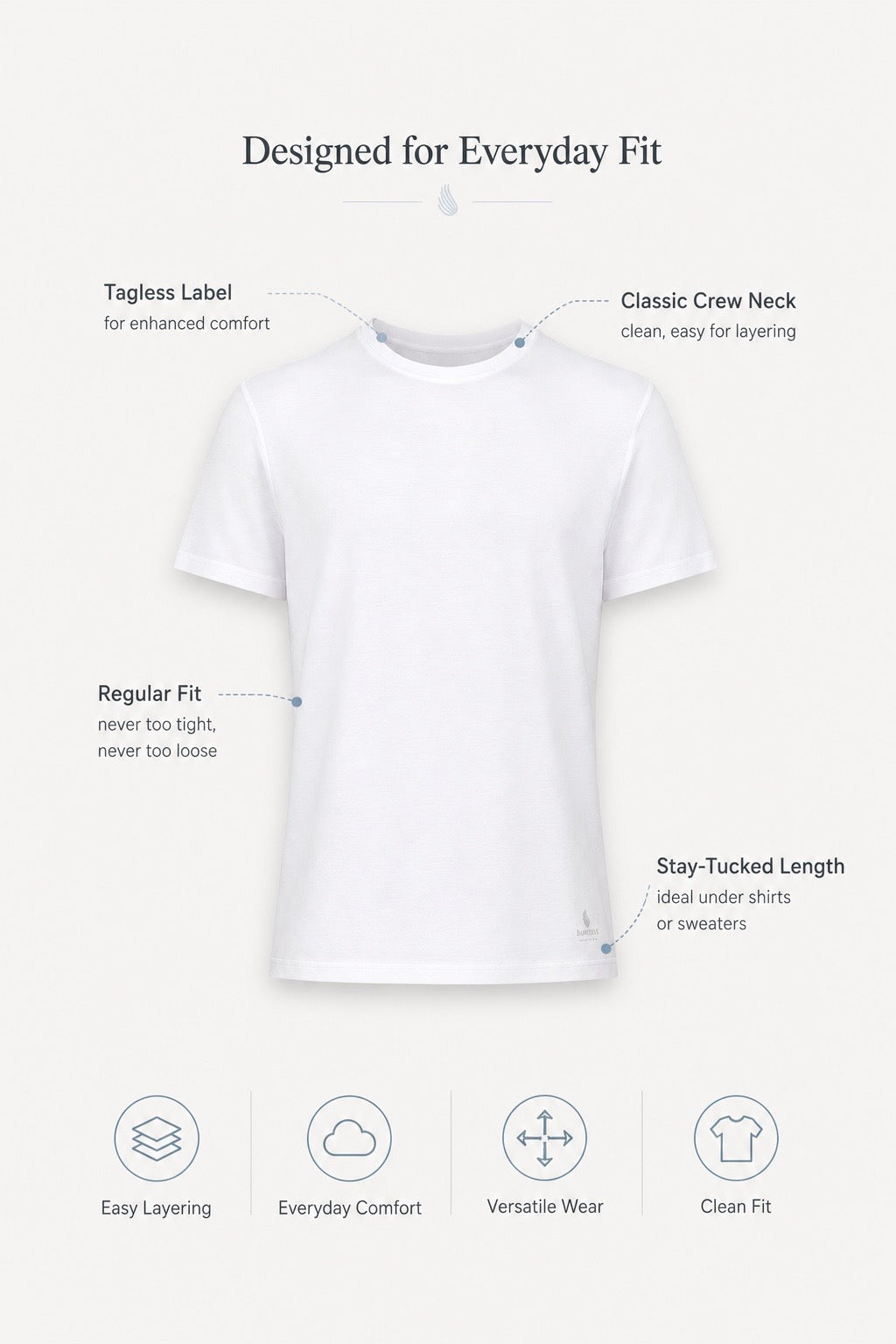 Men’s Bamboo Crew Neck Undershirts 3-Pack – product view 2