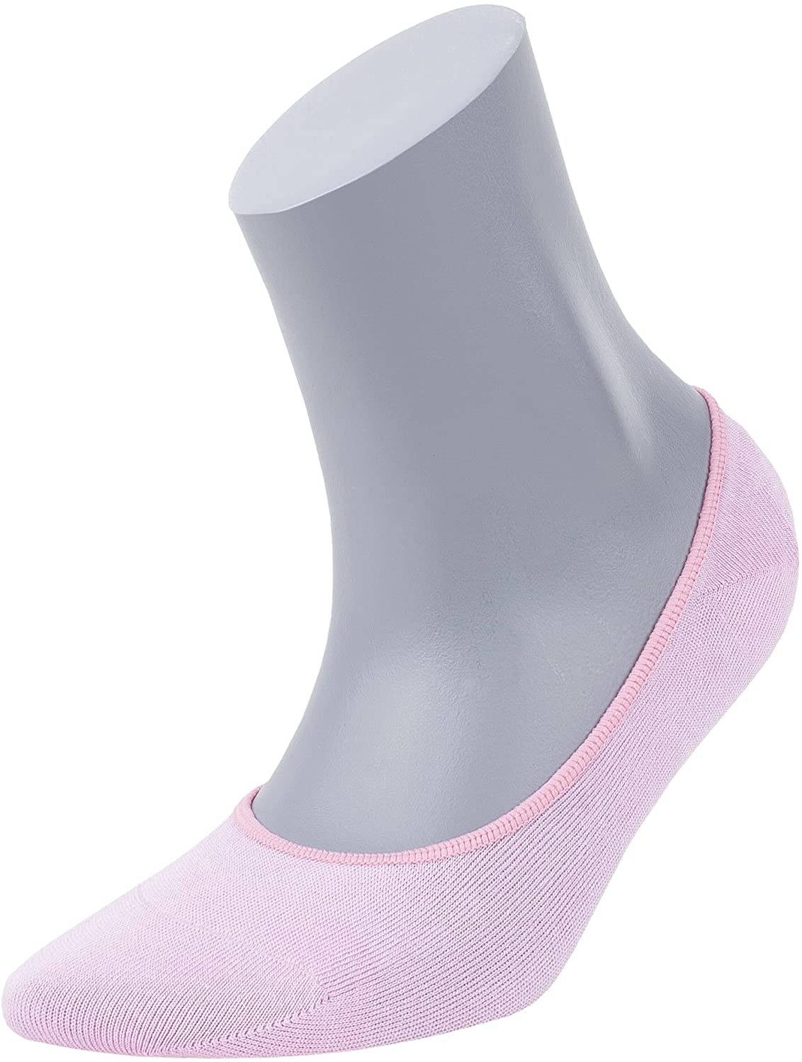 Women’s Bamboo No-Show Socks 6-Pack, White, Pink & Black