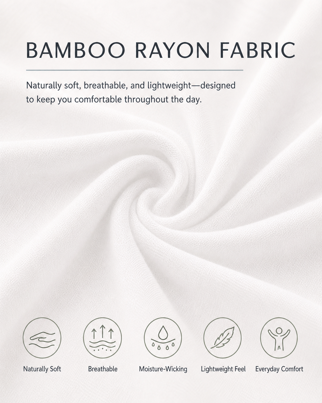 Bambooven V-neck undershirt in White, rayon-from-bamboo fabric detail diagram