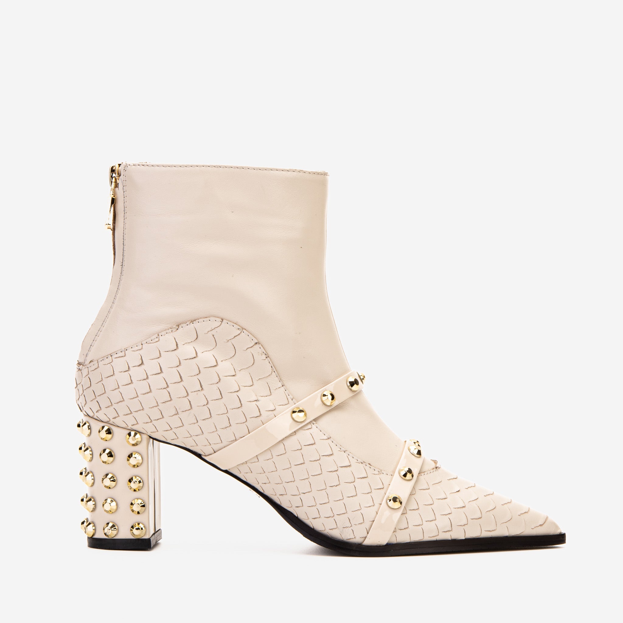 The Valentina Cream Leather Block Heel Women Boot