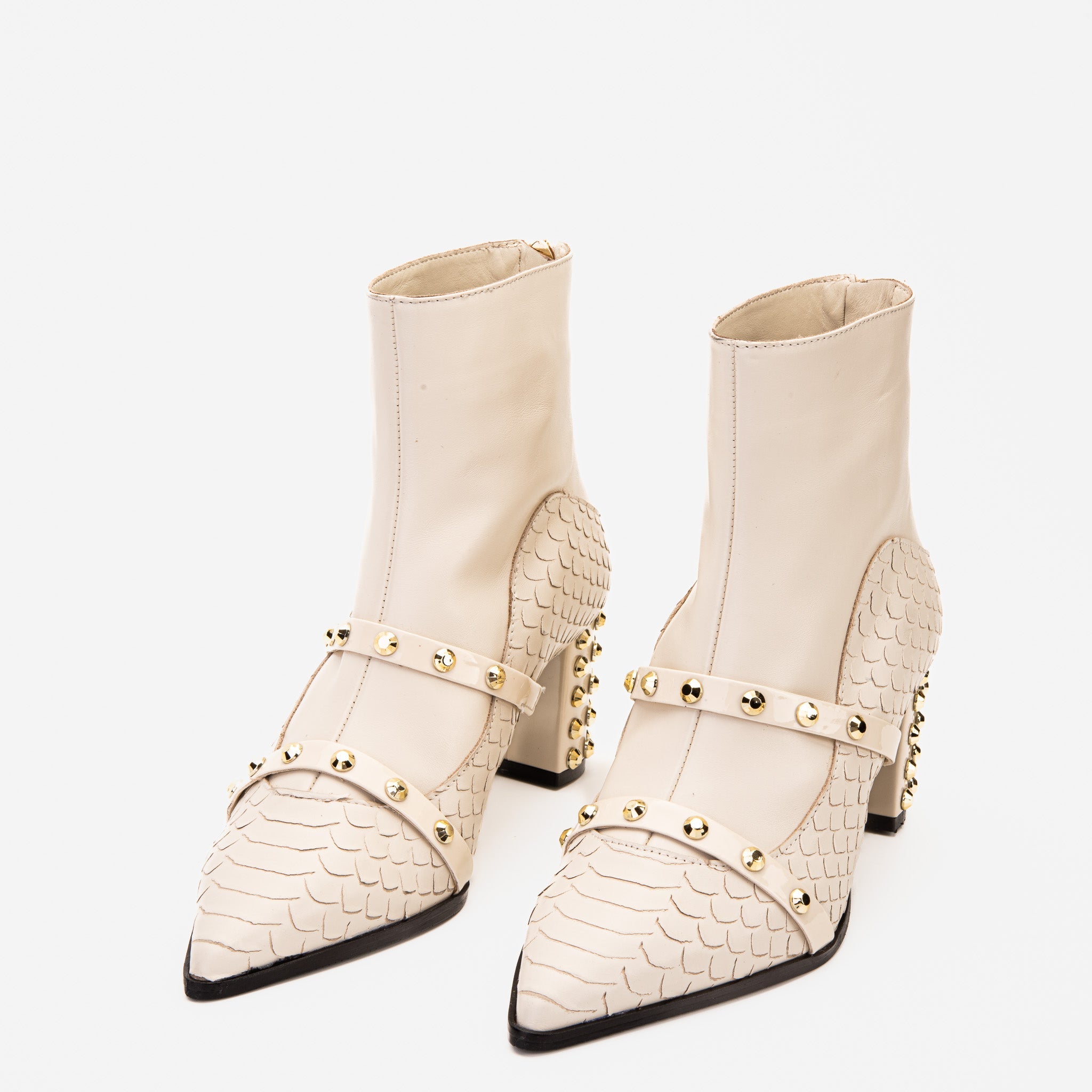 The Valentina Cream Leather Block Heel Women Boot